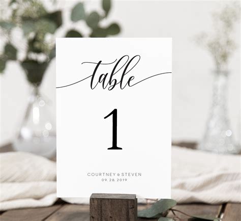 wedding table number template