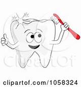 Tooth Character Clip Sparkling Brush Holding Illustration Royalty Vector sketch template