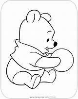 Pooh Baby Coloring Pages Playing Disneyclips Ball sketch template