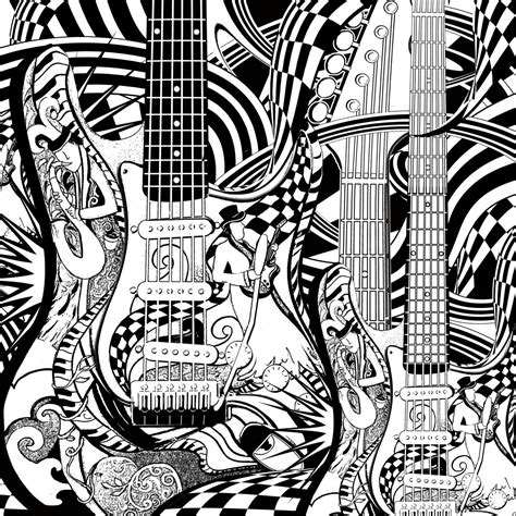 adult coloring page printable guitar coloring pages  coloring