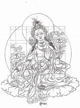 Thangka Painting Tibetan Tara Coloring Sketch Green Template sketch template
