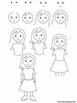 Draw Girl Step Easy Drawing Girls Simple Drawings Dessin Kids People Learn Un Printable Apprendre Coloring Cartoon Instructions Fille Enfant sketch template