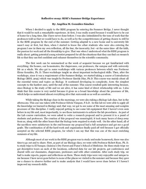 english reflective essay    reflection paper