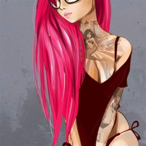 Anime Girl With Pink Hair And Tattoos