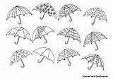Coloring Umbrellas sketch template