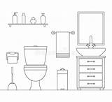 Bathroom Coloring Outline Sketch Interior Vector Linear Toilet Side Room Style Dreamstime Illustrations Vectors sketch template