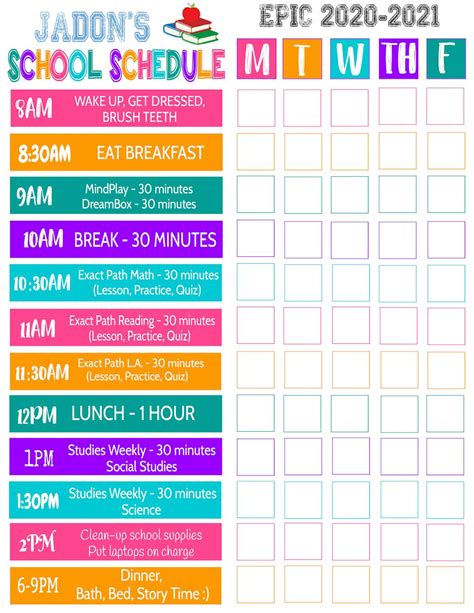 homeschool schedule weekly checklist editable diy template tidylady