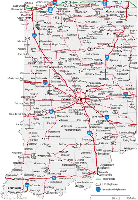 map  indiana cities indiana road map