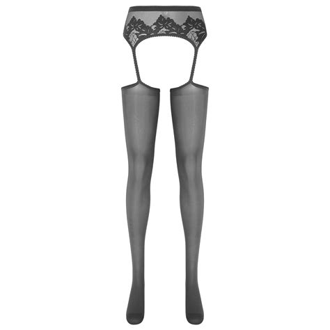 Women Glossy Oil Footed Tights Sheer Suspender Pantyhose Thigh High