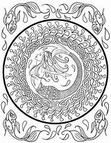 Coloring Celtic Pages Knot Adult Mermaid Adults Medieval Drawings Drawing Book Line Knots Step Deviantart Getdrawings Shield Getcolorings Instant A4 sketch template