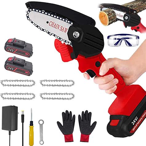 Mini Chainsaw 4 Inch Cordless Handheld Electric Portable Chain Saw With
