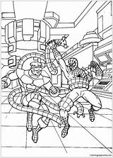 Fighting Pages Spider Man Coloring Enemy Color Superhero sketch template