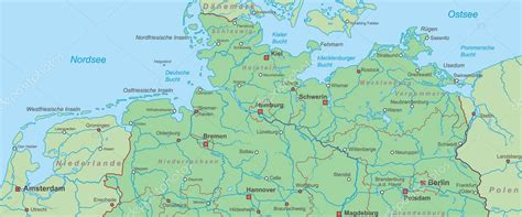 Deutschland Karte Von Norddeutschland Hoch Detailliert