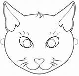 Mask Halloween Cat Coloring Outline Printable Pages Print Kids sketch template