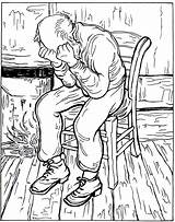 Gogh Sorrow Impressionist Paisagem Livro sketch template