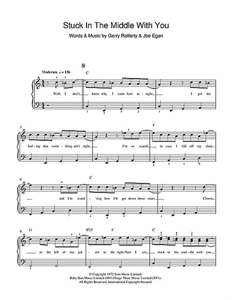 Stuck In The Middle With You Beginner Piano Print