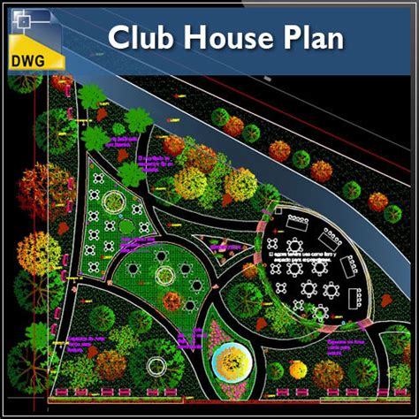 club house plan drawings cad design  cad blocksdrawingsdetails