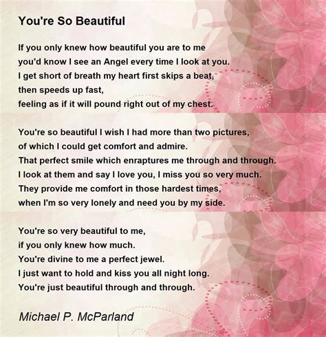 you re so beautiful poem by michael p mcparland poem hunter