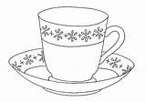 Cup Tea Coloring Pages Coffee Mug Saucer Teacup Drawing Line Printable Teapot Sheets Iced Template Print Cups Colouring Color Sheet sketch template