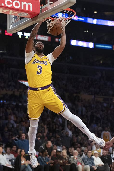 nba roundup anthony davis scores  hitting  fts  lakers rout