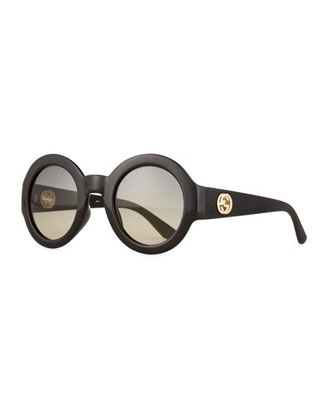 gucci sunsights embossed gradient round sunglasses black
