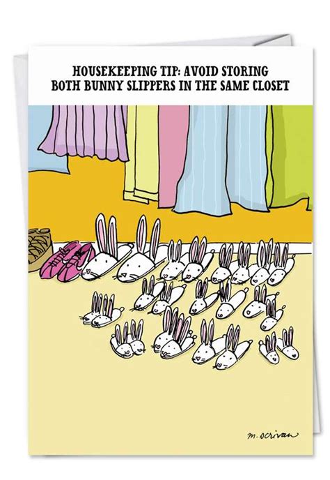 Adult Funny Birthday Card Bunny Slippers