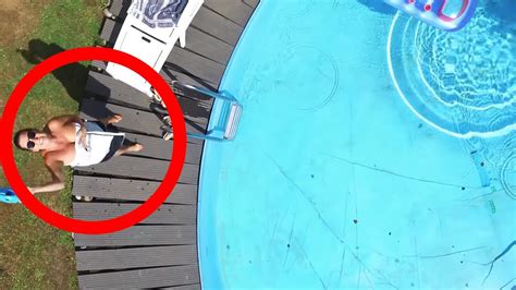 drone fail spy helicopter woman  pool  terribly wrong dji phantom  crash video youtube