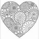 Coloring Heart Pages Flower Detailed Mandala Adult Artycraftykids Printable Choose Board sketch template