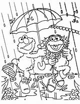 Rainy Elmo Raining Regen Muppets Kolorowanki Deszcz Rainfall Ausmalbild Azcoloring sketch template