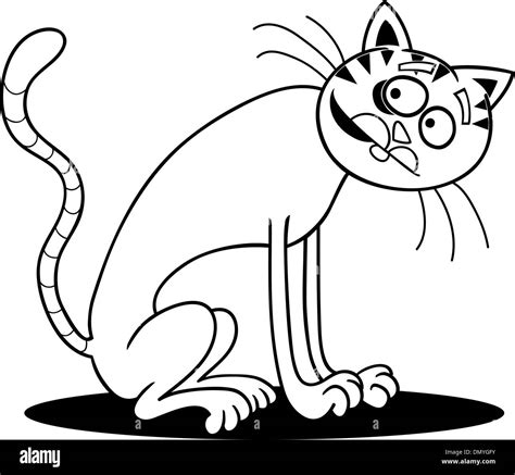 cartoon illustration tabby cat coloring  res stock photography