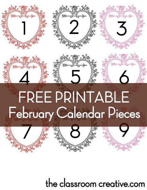 printable february calendar pieces february calendar preschool