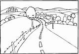 Coloring Pages Landscape Scenery Kids Printable Simple Colouring Landscapes Road Drawing Color Scenic Choose Elementary Sheets Drawings Board sketch template