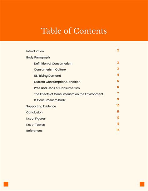 essay table  contents template   word google docs apple