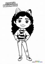 Dollhouse Gaby Coloring Cat Gabys Cakey Mercat sketch template