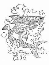Shark Coloring Adult Adults Book Vector Tattoo Decorations Shirt Other sketch template