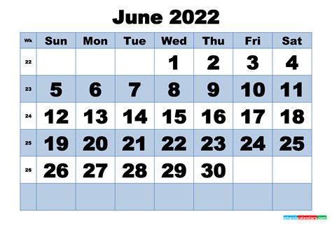 june  monthly calendar printable printable calendar