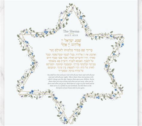 shema israel prayer wall art  hebrew  english blessing etsy
