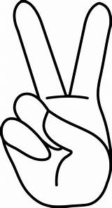 Peace Hand Sign Clip Coloring Line Sweetclipart sketch template