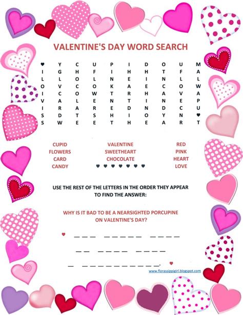 florassippi girl valentines day word search  printable