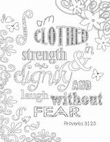 Proverbs Verse Colouring Quote Clothed Dignity Quotes Strength Journaling sketch template