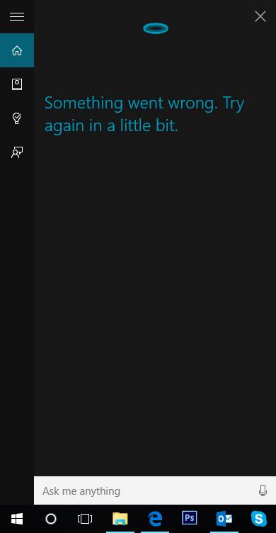cortana something went wrong try again in a little bit