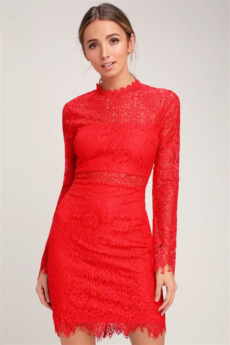 sexy red dress red lace dress long sleeve lace dress lulus