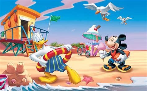 donald duck  mickey mouse summer vacation beach hd wallpaper
