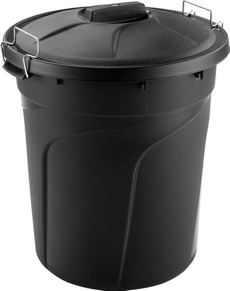 vuilnisbakkenvuilnisemmers zwart met deksel  cm  liter huishouding afval bolcom