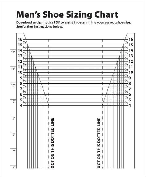 printable shoe size chart    documents