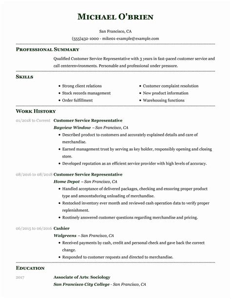 customer service representative resume description