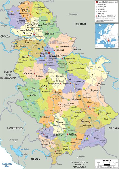 serbia map  cities
