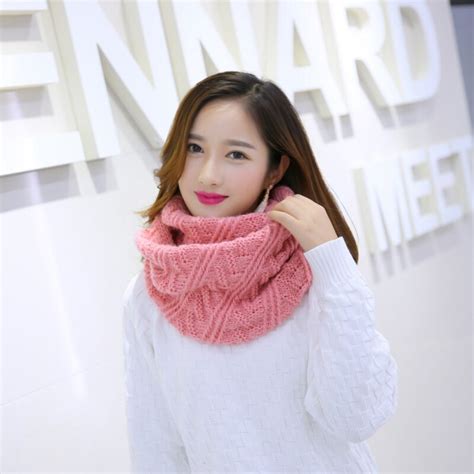 buy winter women warm knitted scarves women collar