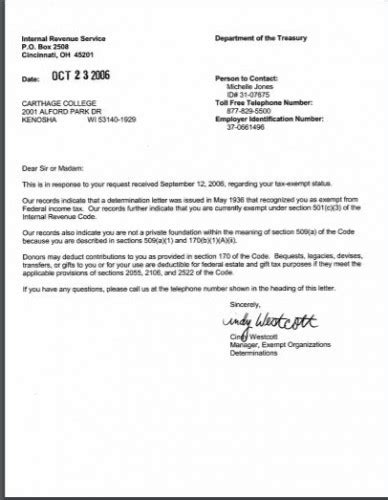 irs  determination letter thankyou letter