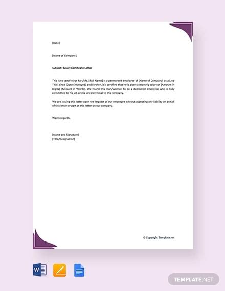 certificate letter templates